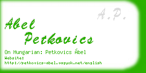 abel petkovics business card