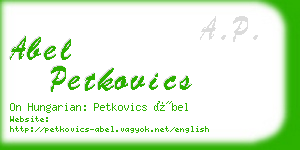 abel petkovics business card